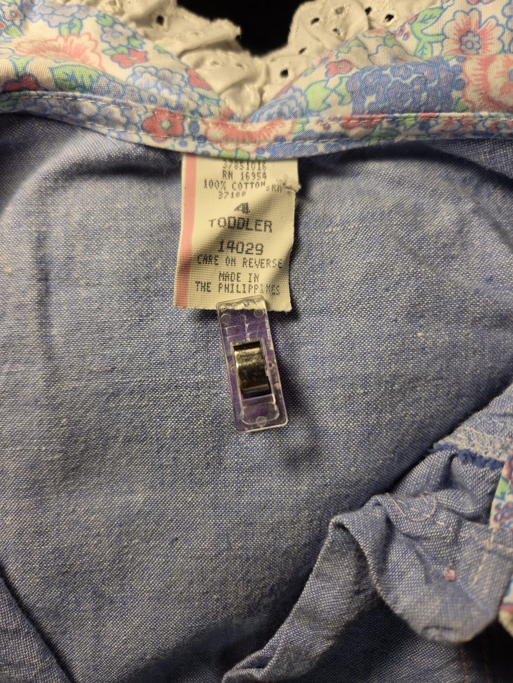 VTG Toddler Girls Floral Denim Jumpsuit Romper 4T Cottagecore - Picture 3 of 4